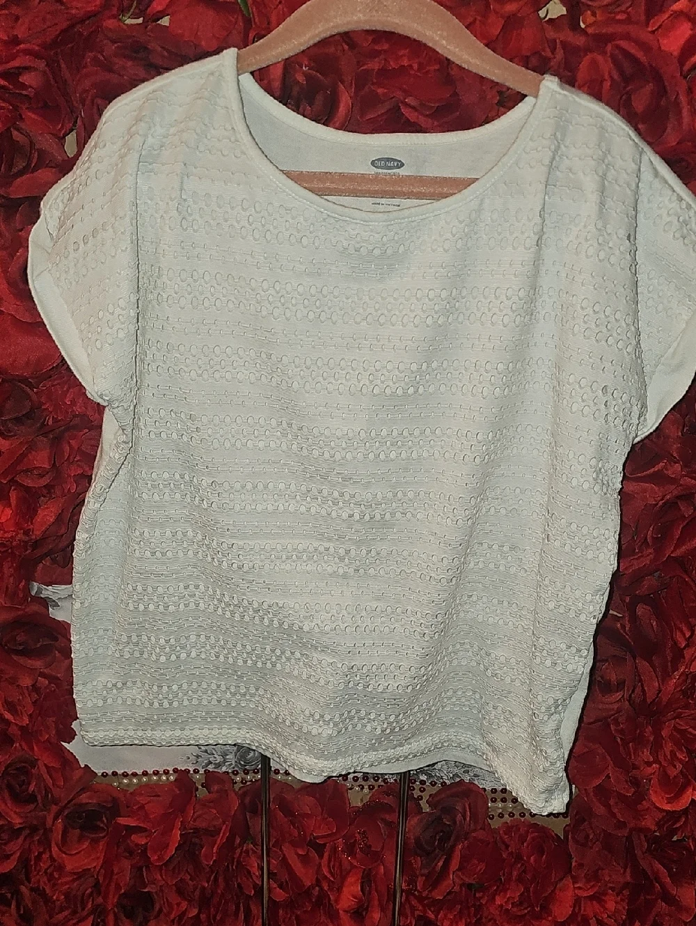 Old Navy Girls White Eyelet Short Sleeve Tee Size 10/12